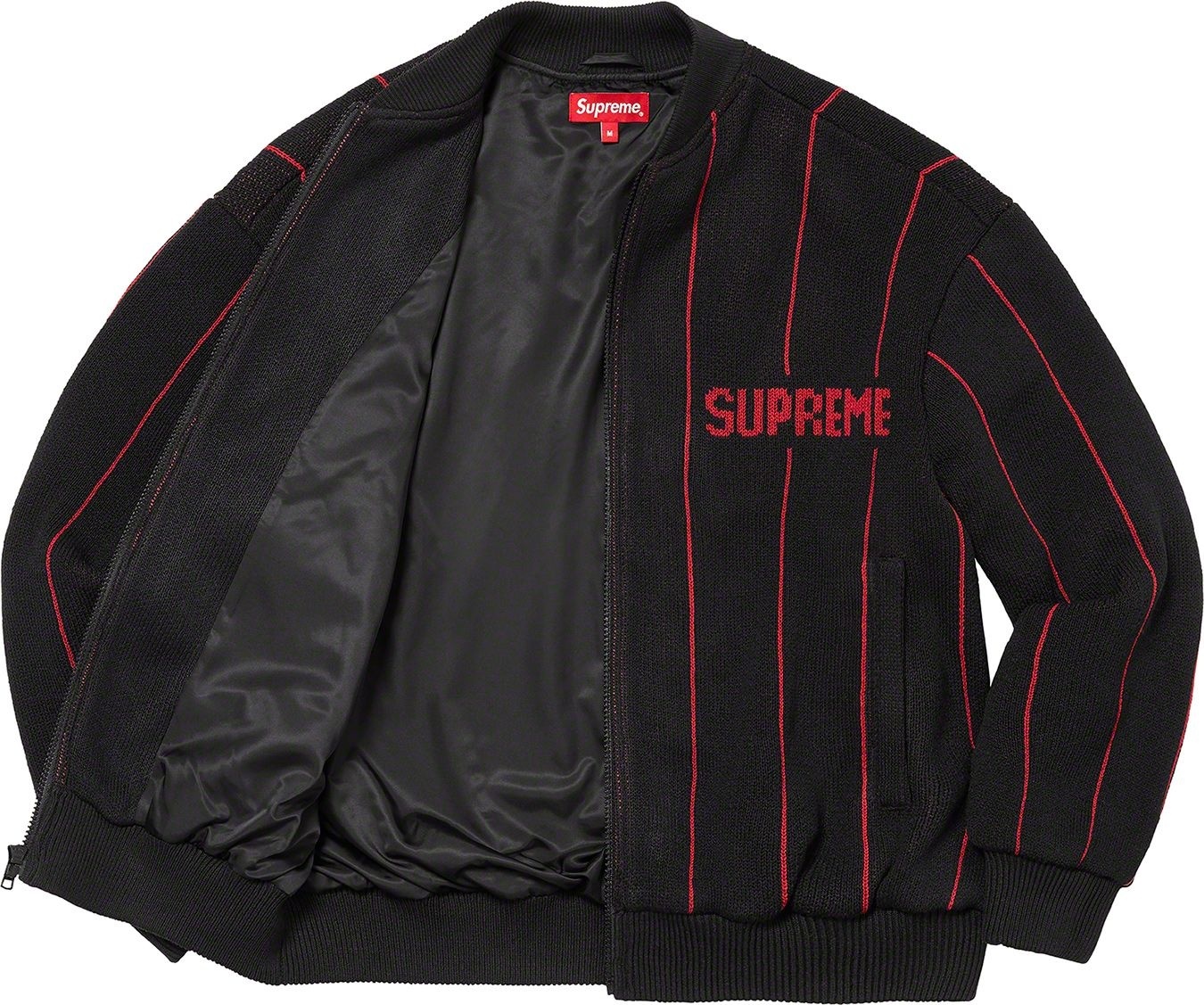 Pinstripe Varsity Zip Up Sweater view 8